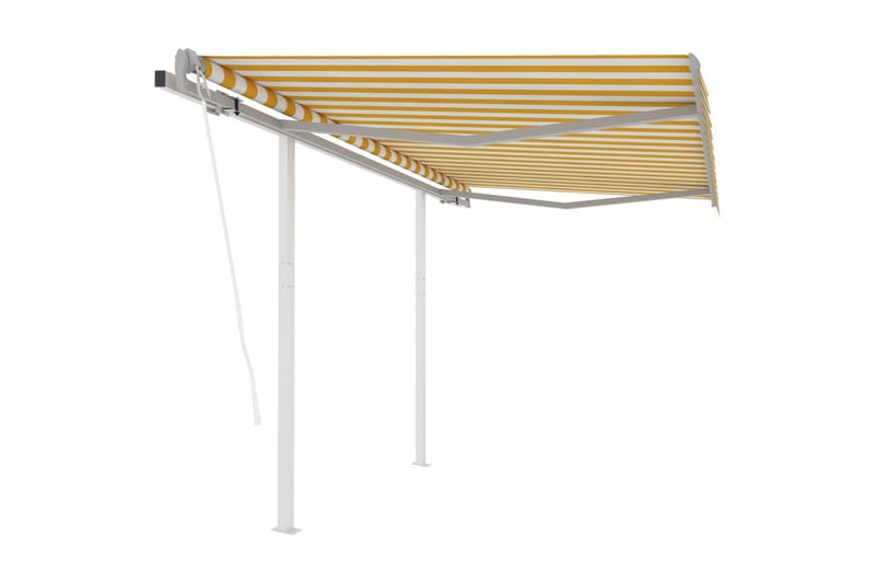 Automatisk uttrekkbar markise med stolper 3x2,5 m - Gul - Hagemøbler & utemiljø - Solbeskyttelse - Markiser