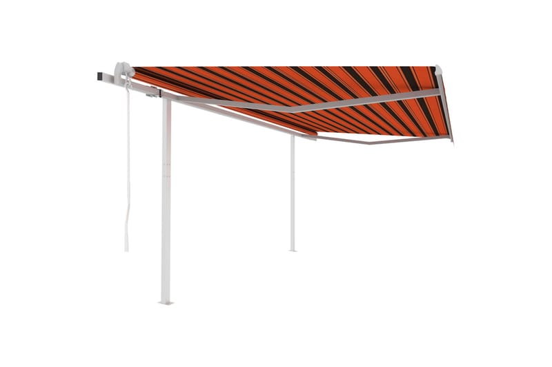 Automatisk uttrekkbar markise med stolper 4x3 m - Oransj - Hagemøbler & utemiljø - Solbeskyttelse - Markiser