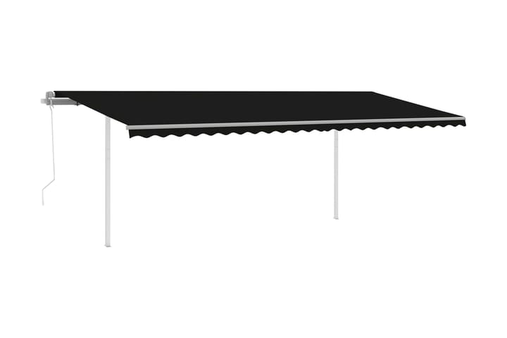 Automatisk uttrekkbar markise med stolper 6x3 m antrasitt - Antrasittgrå - Hagemøbler & utemiljø - Solbeskyttelse - Markiser - Terrassemarkise