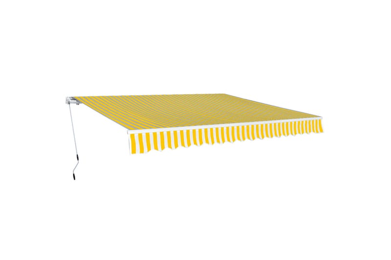 Foldbar markise manuell 400 cm gul/hvit - Gul - Hagemøbler & utemiljø - Solbeskyttelse - Markiser