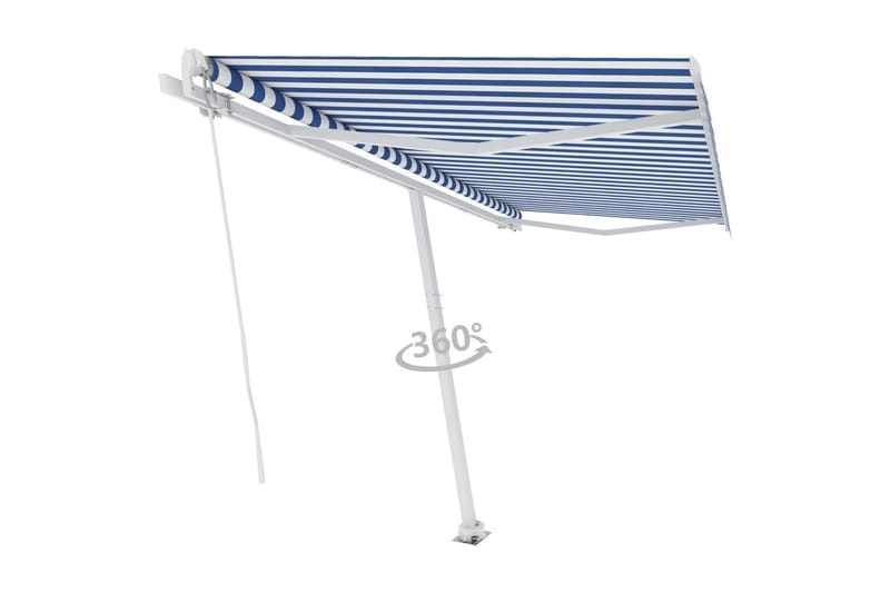 Frittstående manuell uttrekkbar markise 400x350 cm blå/hvit - Blå - Hagemøbler & utemiljø - Solbeskyttelse - Markiser