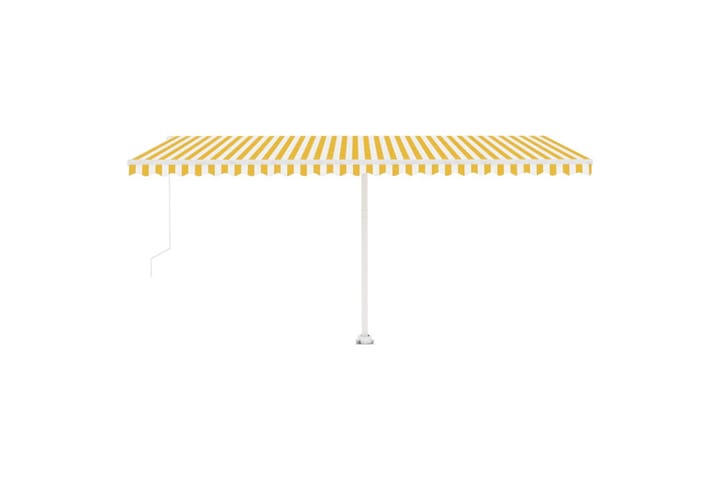 Frittstående manuell uttrekkbar markise 500x350 cm gul/hvit - Gul - Hagemøbler & utemiljø - Solbeskyttelse - Markiser