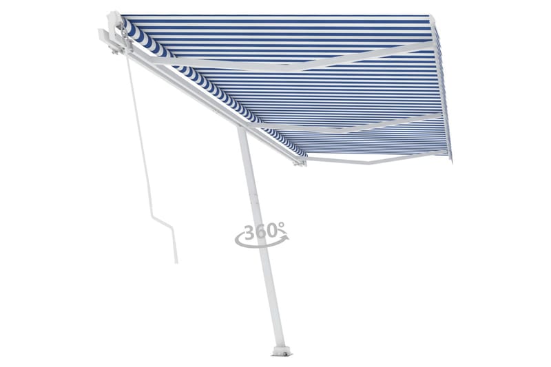 Frittstående manuell uttrekkbar markise 600x350 cm - Blå - Hagemøbler - Solbeskyttelse - Markiser