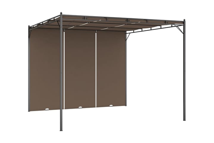 Hagepaviljong med sidegardin 3x3x2,25 m gråbrun - Taupe - Hagemøbler & utemiljø - Solbeskyttelse - Markiser
