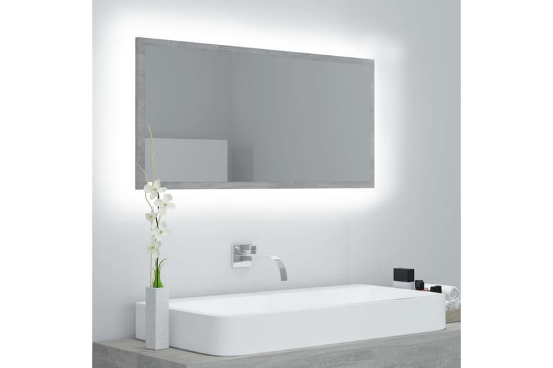 LED Baderomsspeil 90x8,5x37 cm sponplate betonggrå - Grå - Interiør - Baderomsinnredning - Baderomsspeil