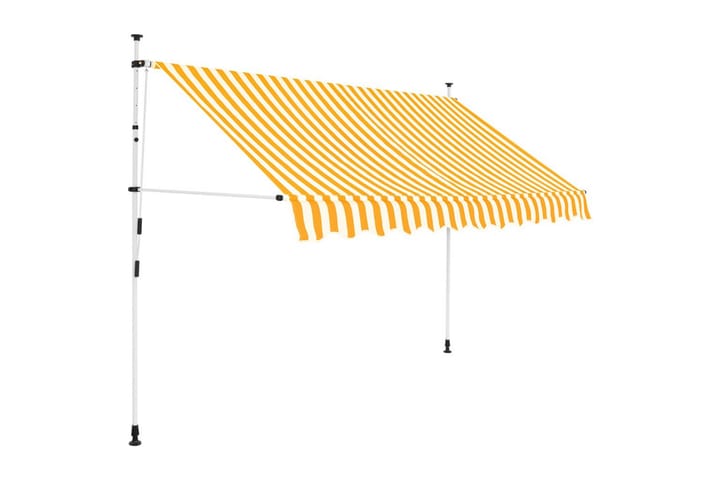 Manuell uttrekkbar markise 250 cm gule og hvite striper - Hagemøbler & utemiljø - Solbeskyttelse - Markiser