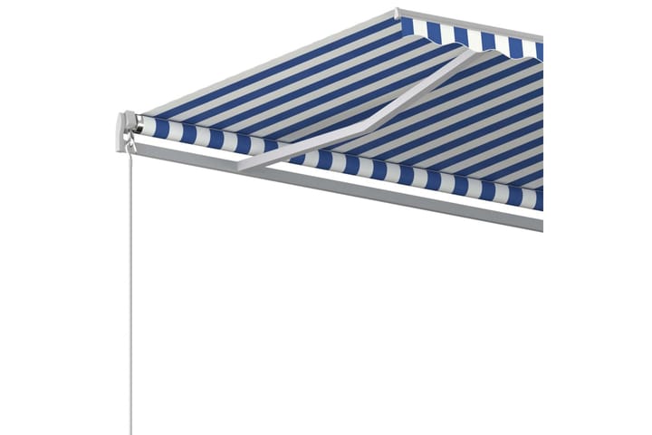 Manuell uttrekkbar markise 400x350 cm blå og hvit - Blå - Hagemøbler & utemiljø - Solbeskyttelse - Markiser
