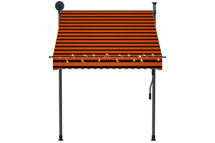 Manuell uttrekkbar markise med LED 150 cm oransje og brun - Flerfarget - Hagemøbler & utemiljø - Solbeskyttelse - Markiser