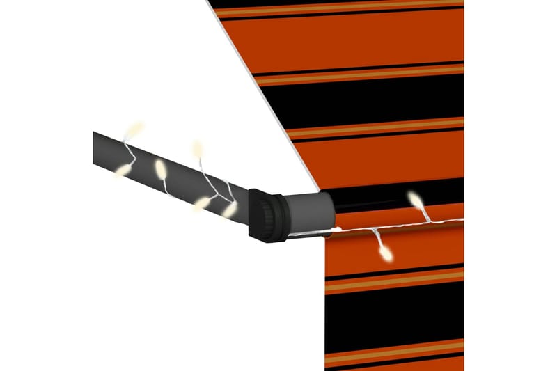 Manuell uttrekkbar markise med LED 200 cm oransje og brun - Flerfarget - Hagemøbler & utemiljø - Solbeskyttelse - Markiser