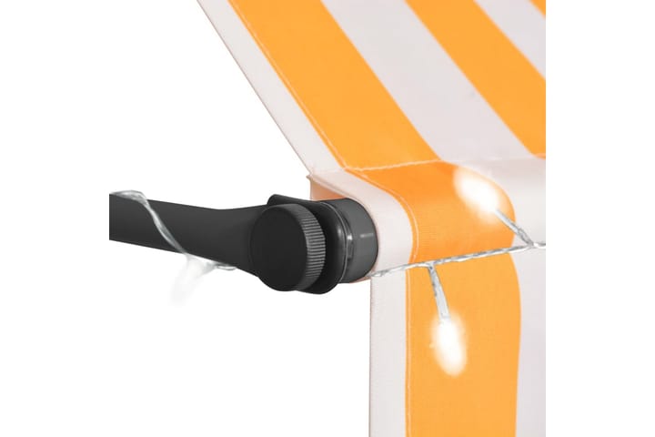 Manuell uttrekkbar markise med LED 250 cm hvit og oransje - Flerfarget - Hagemøbler & utemiljø - Solbeskyttelse - Markiser