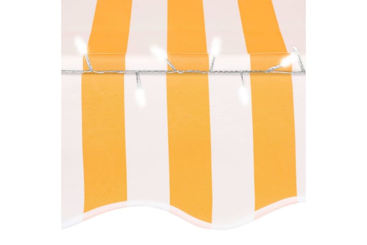 Manuell uttrekkbar markise med LED 250 cm hvit og oransje - Flerfarget - Hagemøbler & utemiljø - Solbeskyttelse - Markiser