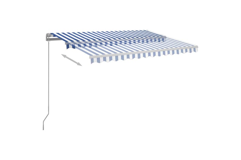 Manuell uttrekkbar markise med LED 300x250 cm blå og hvit - Blå - Hagemøbler & utemiljø - Solbeskyttelse - Markiser