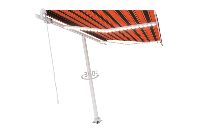 Manuell uttrekkbar markise med LED 350x250 cm - Oransj - Hagemøbler & utemiljø - Solbeskyttelse - Markiser