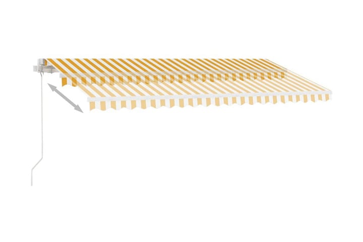 Manuell uttrekkbar markise med LED 400x300 cm gul og hvit - Gul - Hagemøbler & utemiljø - Solbeskyttelse - Markiser