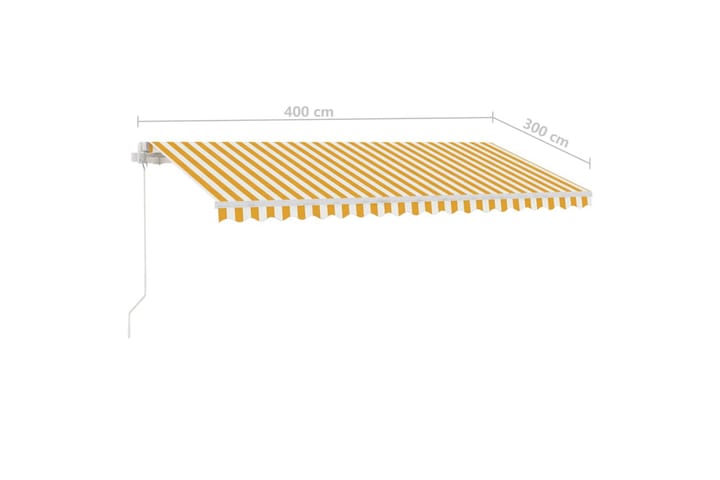 Manuell uttrekkbar markise med LED 400x300 cm gul og hvit - Gul - Hagemøbler & utemiljø - Solbeskyttelse - Markiser