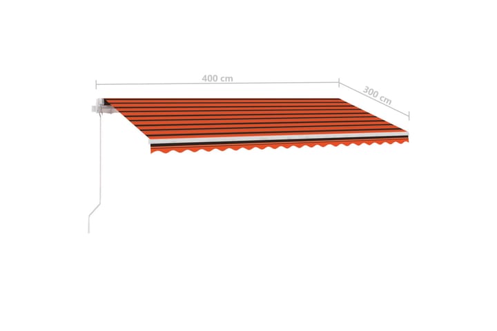 Manuell uttrekkbar markise med LED 400x300 cm - Oransj - Hagemøbler & utemiljø - Solbeskyttelse - Markiser