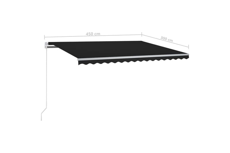 Manuell uttrekkbar markise med LED 450x300 cm antrasitt - Antrasittgrå - Hagemøbler & utemiljø - Solbeskyttelse - Markiser
