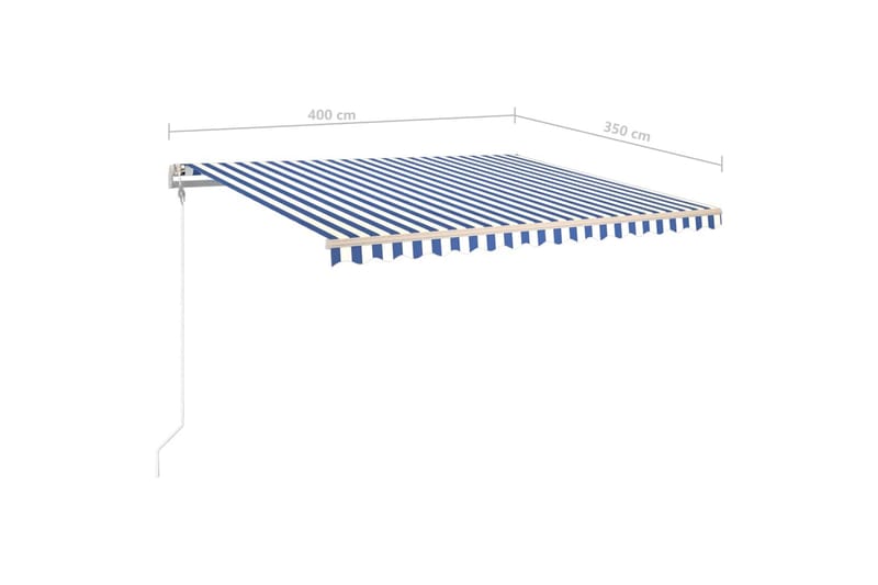 Manuell uttrekkbar markise med LED 4x3,5 m blå og hvit - Hagemøbler & utemiljø - Solbeskyttelse - Markiser