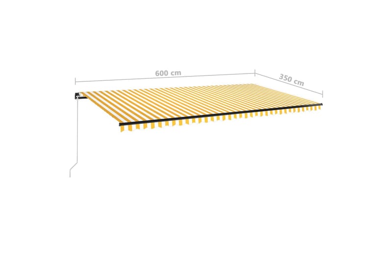Manuell uttrekkbar markise med LED 600x350 cm gul og hvit - Gul - Hagemøbler & utemiljø - Solbeskyttelse - Markiser