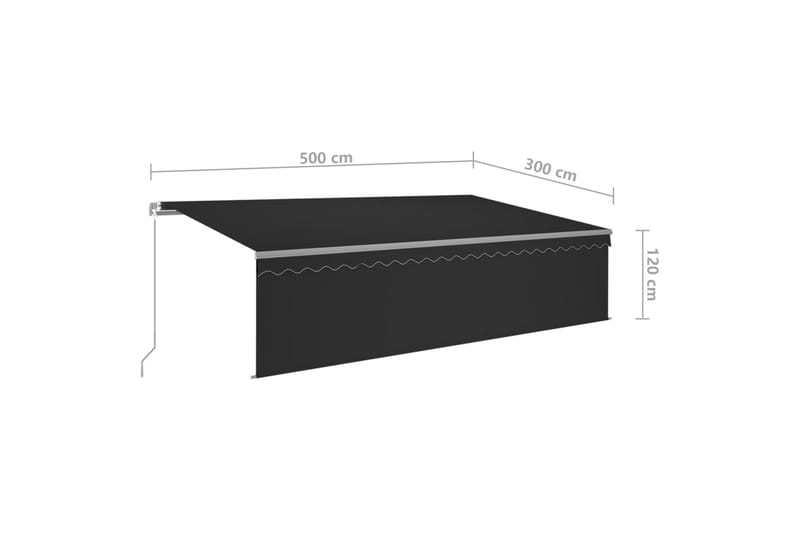 Manuell uttrekkbar markise med rullegardin 5x3 m antrasitt - Antrasittgrå - Hagemøbler - Solbeskyttelse - Markiser