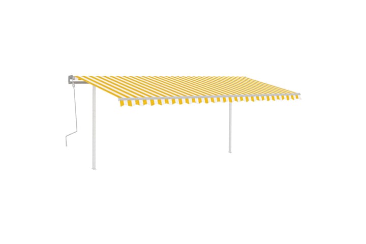Manuell uttrekkbar markise med stolper 5x3,5 m gul og hvit - Gul - Hagemøbler & utemiljø - Solbeskyttelse - Markiser