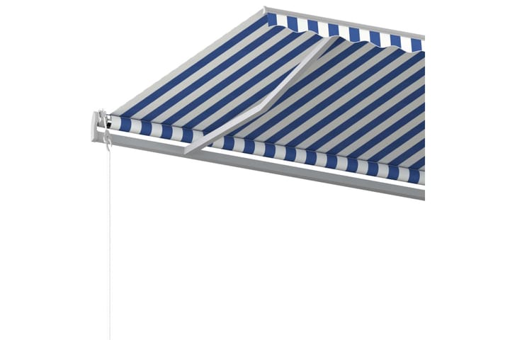 Manuell uttrekkbar markise med stolper 6x3 m blå og hvit - Hagemøbler - Solbeskyttelse - Markiser