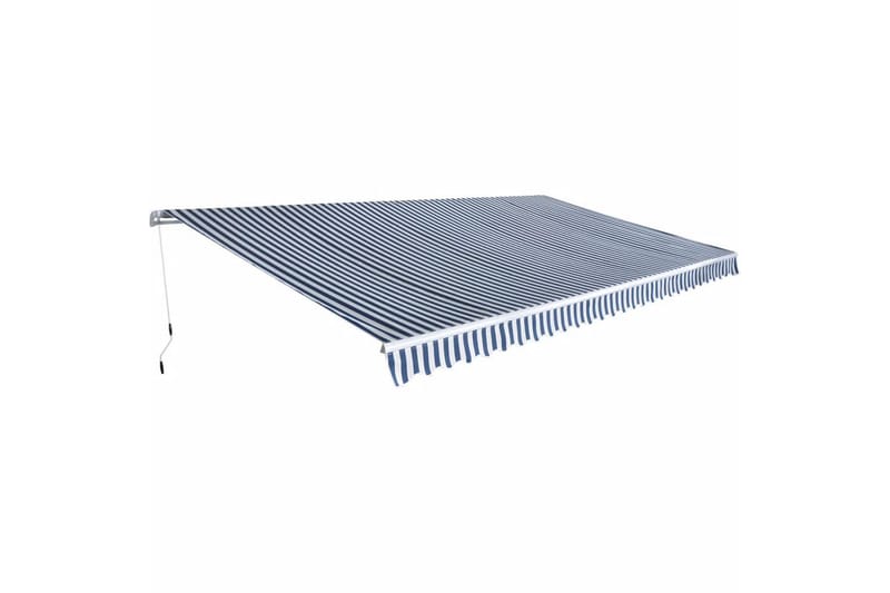 Sammenleggbar markise manuell 600 cm blå og hvit - Hagemøbler & utemiljø - Solbeskyttelse - Markiser