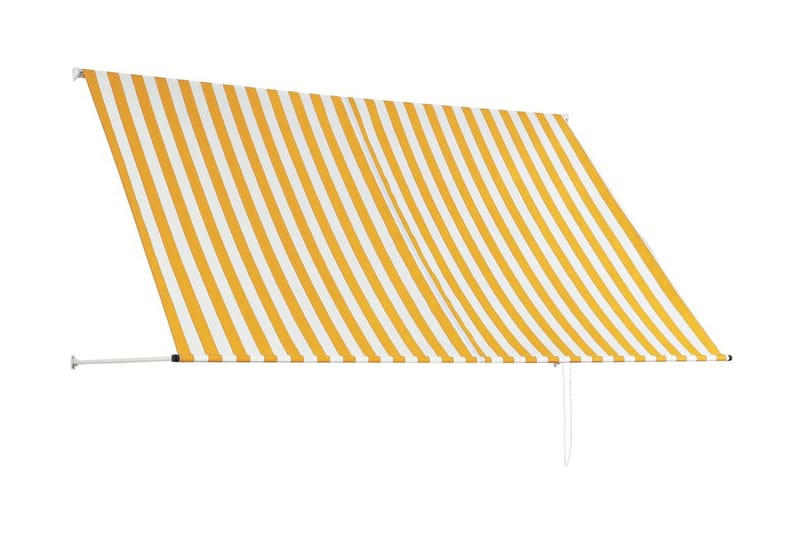 Uttrekkbar markise 250x150 cm gul og hvit - Hagemøbler & utemiljø - Solbeskyttelse - Markiser