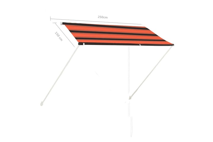 Uttrekkbar markise 250x150 cm oransje og brun - Flerfarget - Hagemøbler & utemiljø - Solbeskyttelse - Markiser