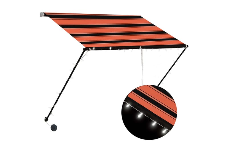 Uttrekkbar markise med LED 100x150 cm oransje og brun - Flerfarget - Hagemøbler & utemiljø - Solbeskyttelse - Markiser - Vindusmarkise