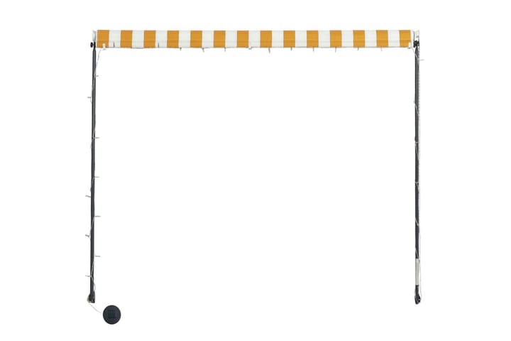 Uttrekkbar markise med LED 150x150 cm gul og hvit - Gul - Hagemøbler & utemiljø - Solbeskyttelse - Markiser