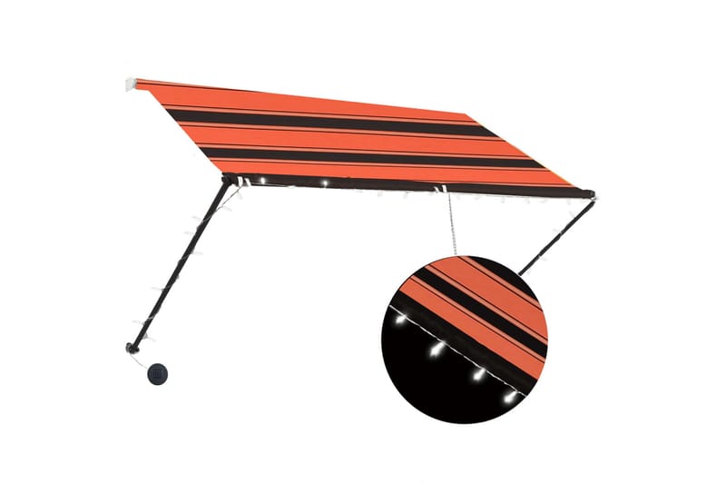Uttrekkbar markise med LED 250x150 cm oransje og brun - Flerfarget - Hagemøbler & utemiljø - Solbeskyttelse - Markiser