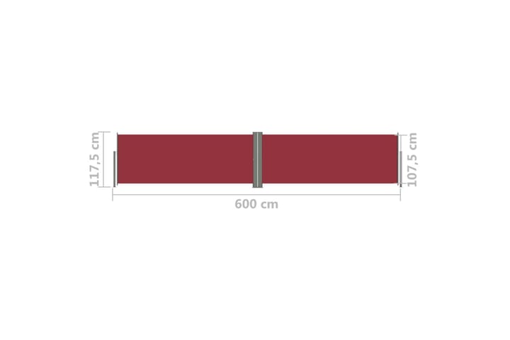 Uttrekkbar sidemarkise 117x600 cm rød - Rød - Hagemøbler & utemiljø - Solbeskyttelse - Markiser