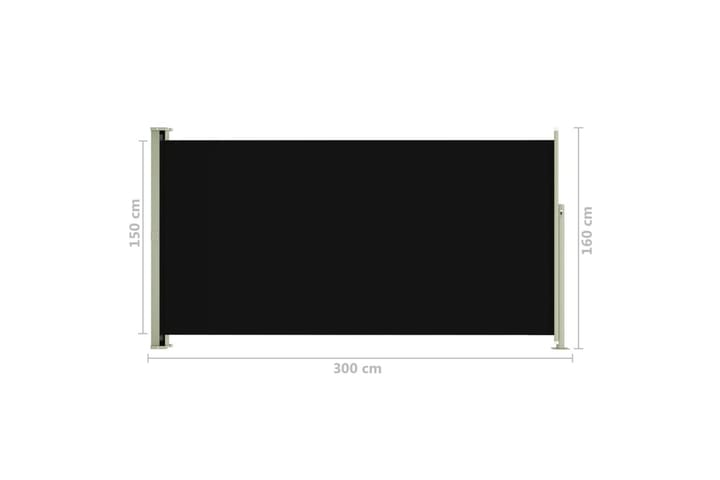 Uttrekkbar sidemarkise 160x300 cm svart - Svart - Hagemøbler & utemiljø - Solbeskyttelse - Markiser