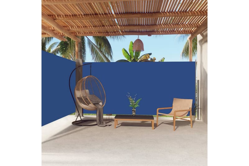Uttrekkbar sidemarkise 180x600 cm blå - Blå - Hagemøbler & utemiljø - Solbeskyttelse - Markiser