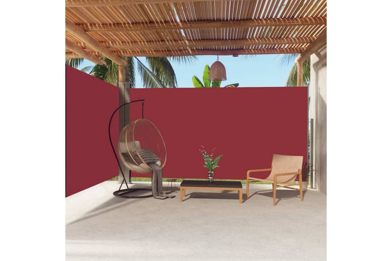 Uttrekkbar sidemarkise 200x600 cm rød - Rød - Hagemøbler & utemiljø - Solbeskyttelse - Markiser