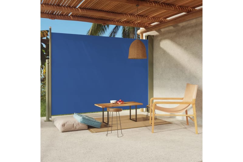 Uttrekkbar sidemarkise 220x300 cm blå - Blå - Hagemøbler & utemiljø - Solbeskyttelse - Markiser