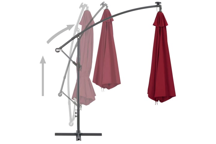 Hengeparasoll med aluminiumsstang 350 cm vinrød - Hagemøbler & utemiljø - Solbeskyttelse - Parasoller - Hengeparasoll