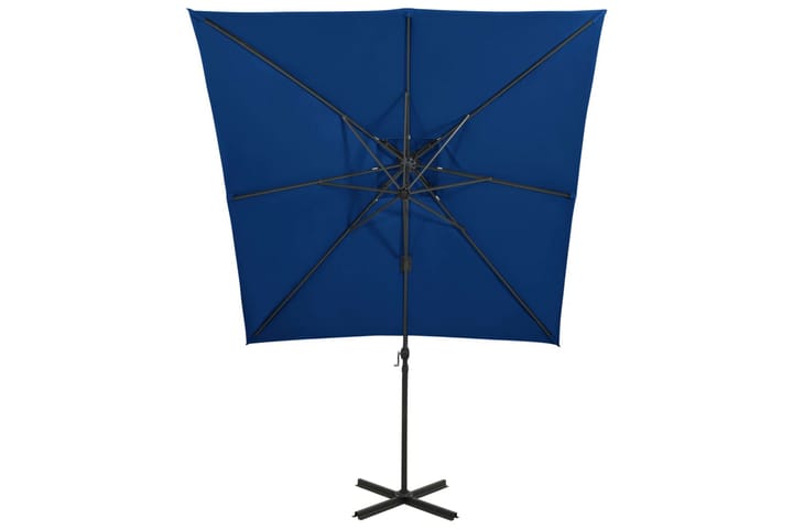 Hengeparasoll med dobbel topp 250x250 cm asurblå - Blå - Hagemøbler & utemiljø - Solbeskyttelse - Parasoller