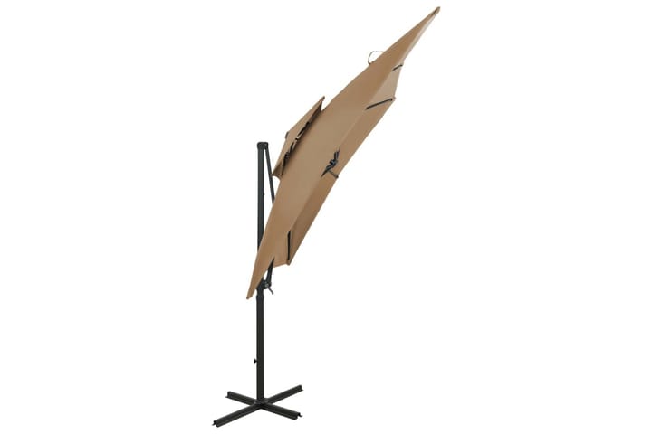 Hengeparasoll med dobbel topp 250x250 cm gråbrun - Taupe - Hagemøbler & utemiljø - Solbeskyttelse - Parasoller - Hengeparasoll