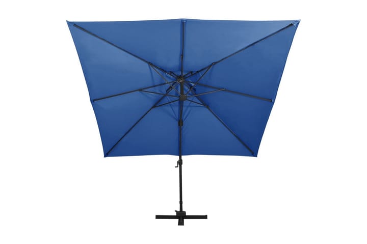 Hengeparasoll med dobbel topp 300x300 cm asurblå - Blå - Hagemøbler & utemiljø - Solbeskyttelse - Parasoller - Hengeparasoll