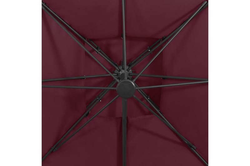 Hengeparasoll med dobbel topp 300x300 cm vinrød - Rød - Hagemøbler & utemiljø - Solbeskyttelse - Parasoller - Hengeparasoll