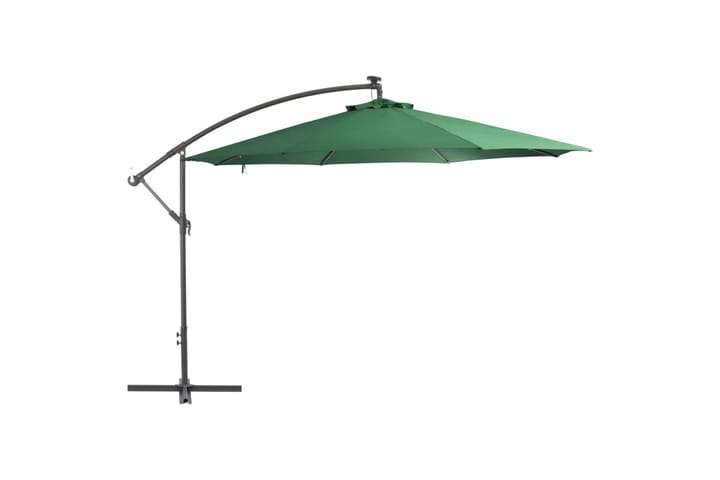 Hengeparasoll med LED-lys og metallstang 350 cm grønn - Hagemøbler & utemiljø - Solbeskyttelse - Parasoller - Hengeparasoll