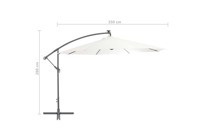 Hengeparasoll med LED-lys og metallstang 350 cm sandfarget - Hagemøbler & utemiljø - Solbeskyttelse - Parasoller - Hengeparasoll