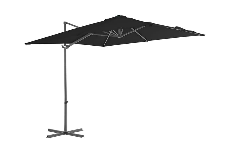 Hengeparasoll med stålstang 250x250 cm svart - Svart - Hagemøbler & utemiljø - Solbeskyttelse - Parasoller - Hengeparasoll
