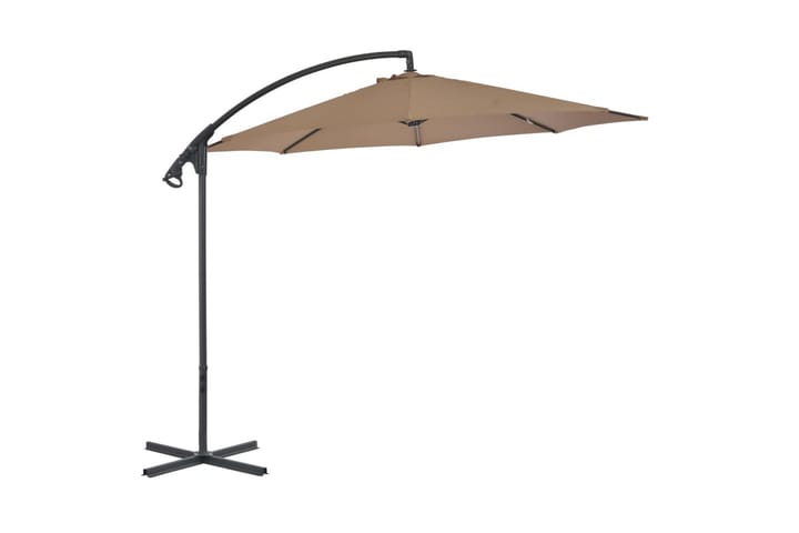 Hengeparasoll med stålstang 300 cm gråbrun - Hagemøbler & utemiljø - Solbeskyttelse - Parasoller
