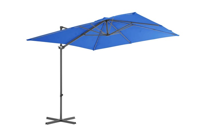 Hengeparasoll med stålstang asurblå 250x250 cm - Blå - Hagemøbler & utemiljø - Solbeskyttelse - Parasoller - Hengeparasoll