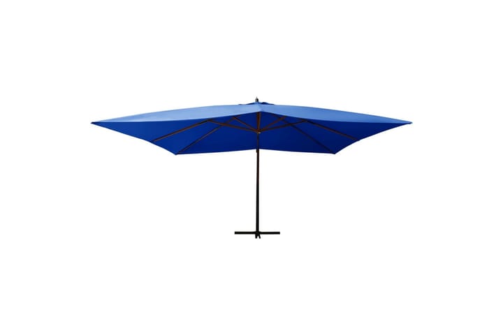 Hengeparasoll med trestang 400x300 cm asurblå - Blå - Hagemøbler & utemiljø - Solbeskyttelse - Parasoller - Hengeparasoll