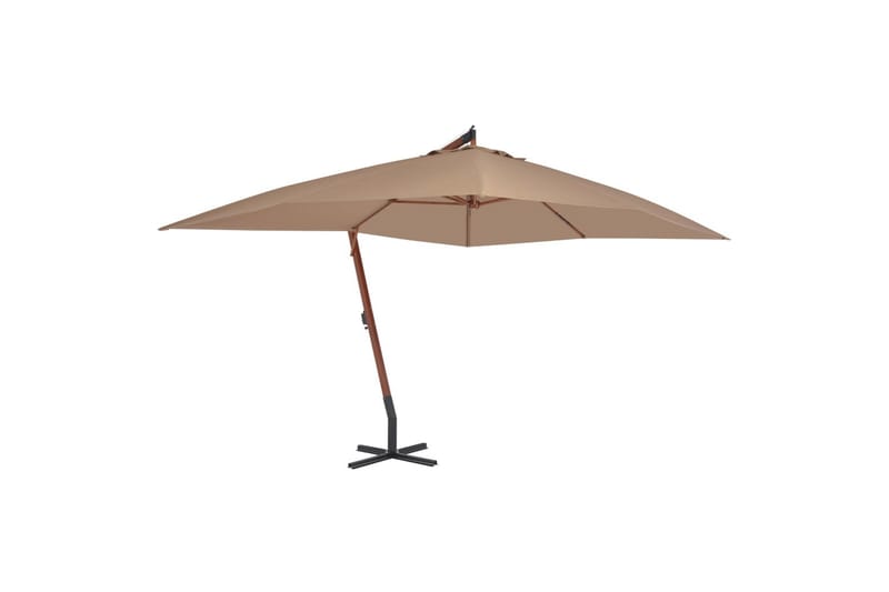 Hengeparasoll med trestang 400x300 cm gråbrun - Hagemøbler & utemiljø - Solbeskyttelse - Parasoller