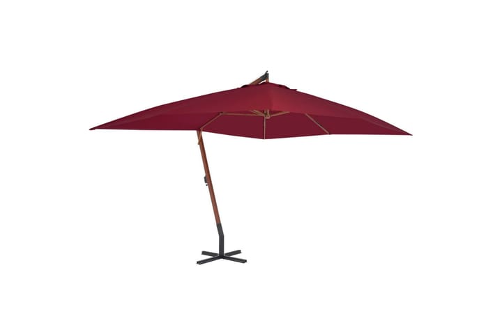 Hengeparasoll med trestang 400x300 cm vinrød - Hagemøbler & utemiljø - Solbeskyttelse - Parasoller - Hengeparasoll